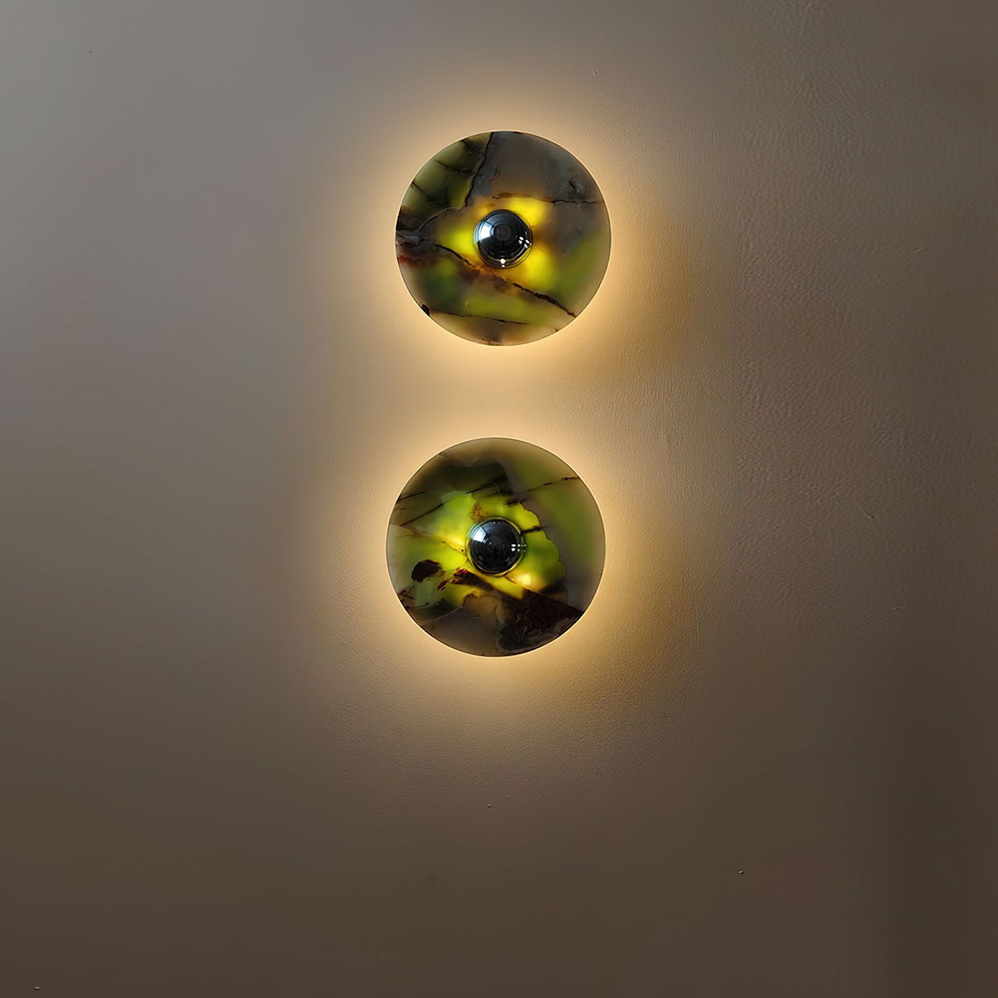 Terkel Marble Wall Lamp - Round Natural Marble Disc Sconce | Luxury Stone Wall Light