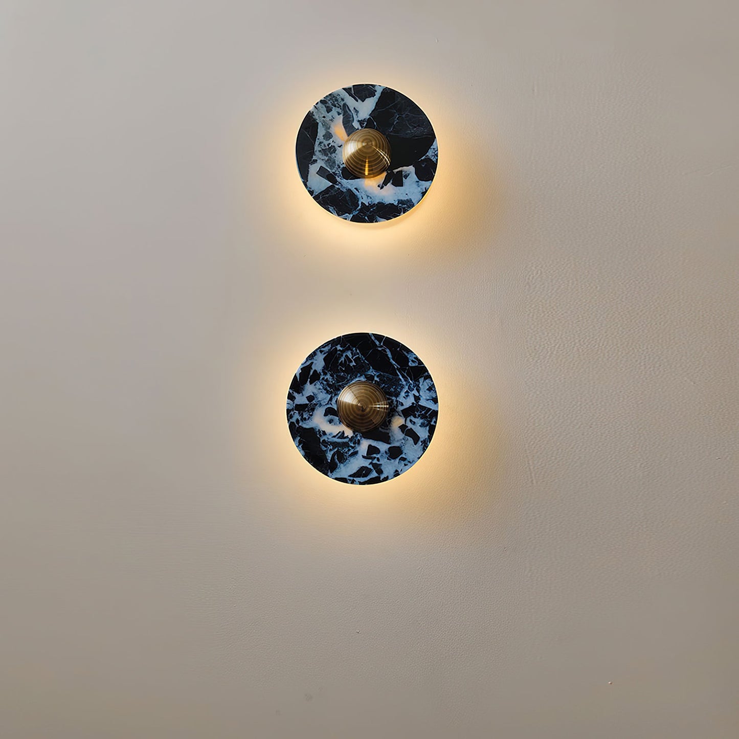 Terkel Marble Wall Lamp - Round Natural Marble Disc Sconce | Luxury Stone Wall Light