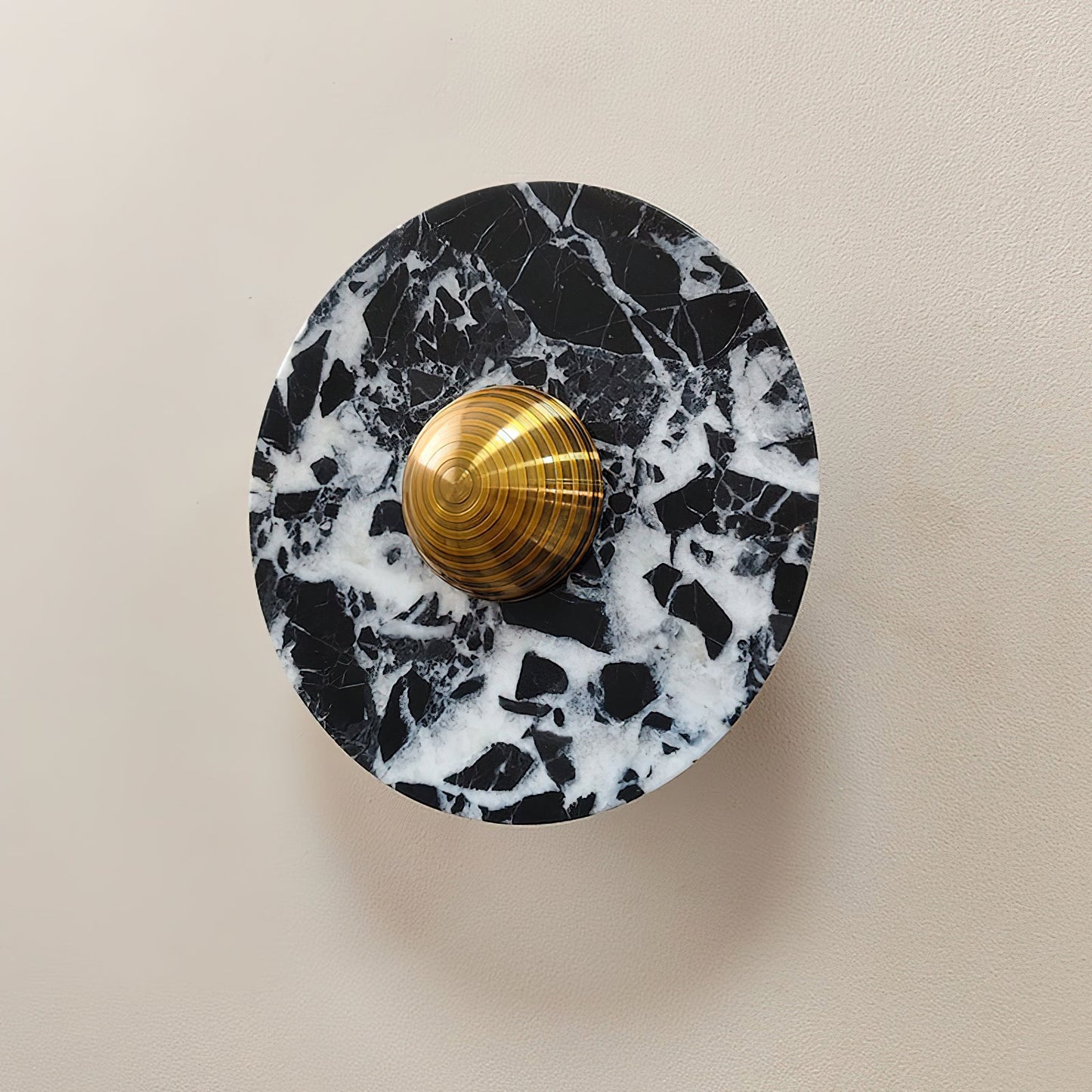 Terkel Marble Wall Lamp - Round Natural Marble Disc Sconce | Luxury Stone Wall Light