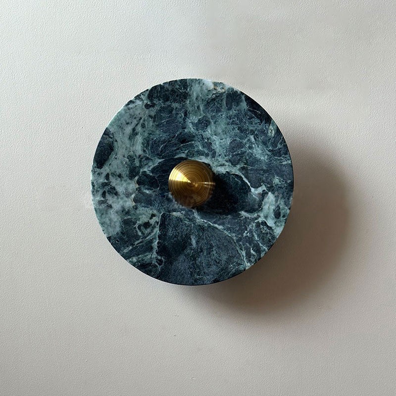 Terkel Marble Wall Lamp - Round Natural Marble Disc Sconce | Luxury Stone Wall Light