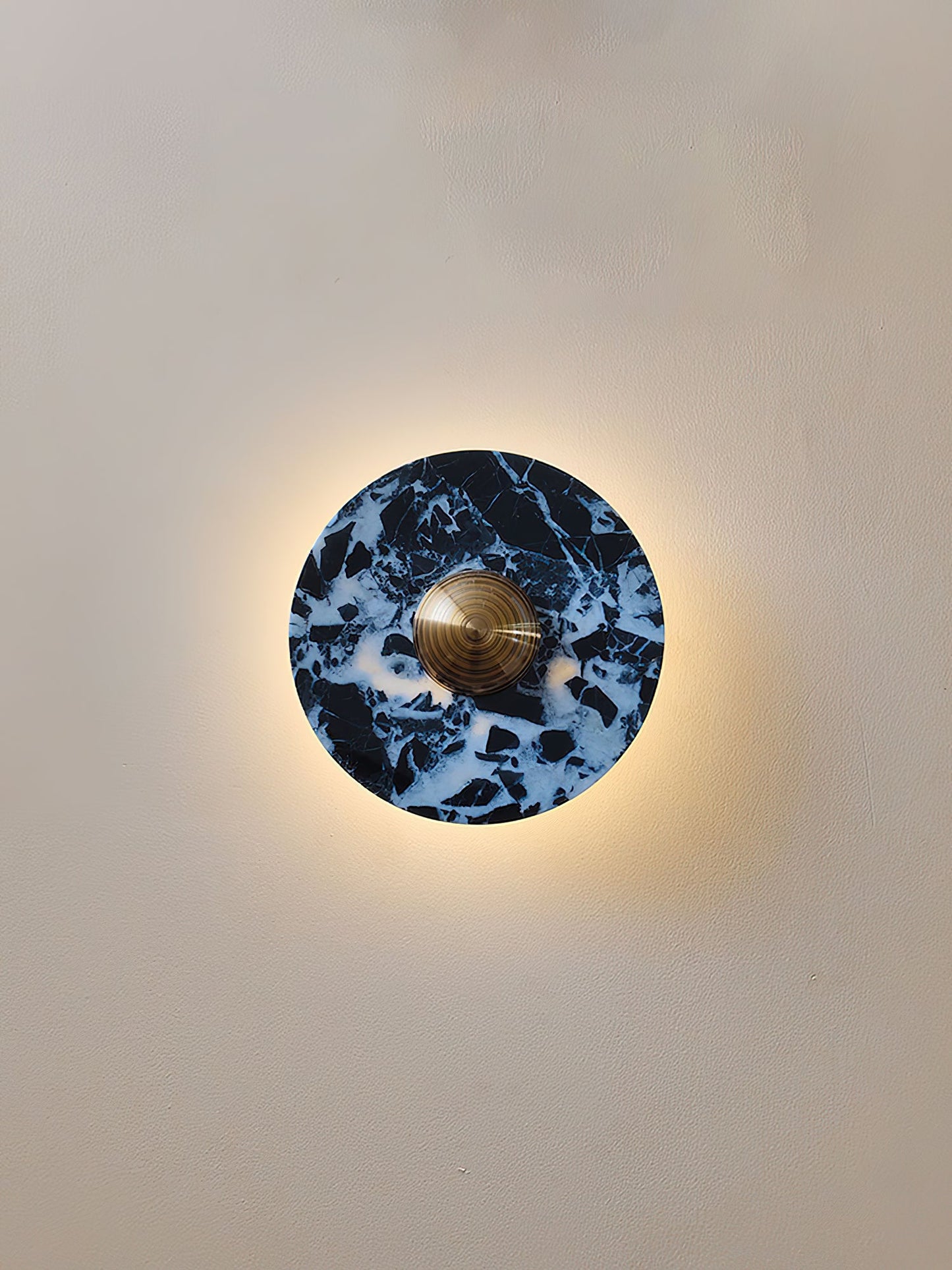 Terkel Marble Wall Lamp - Round Natural Marble Disc Sconce | Luxury Stone Wall Light