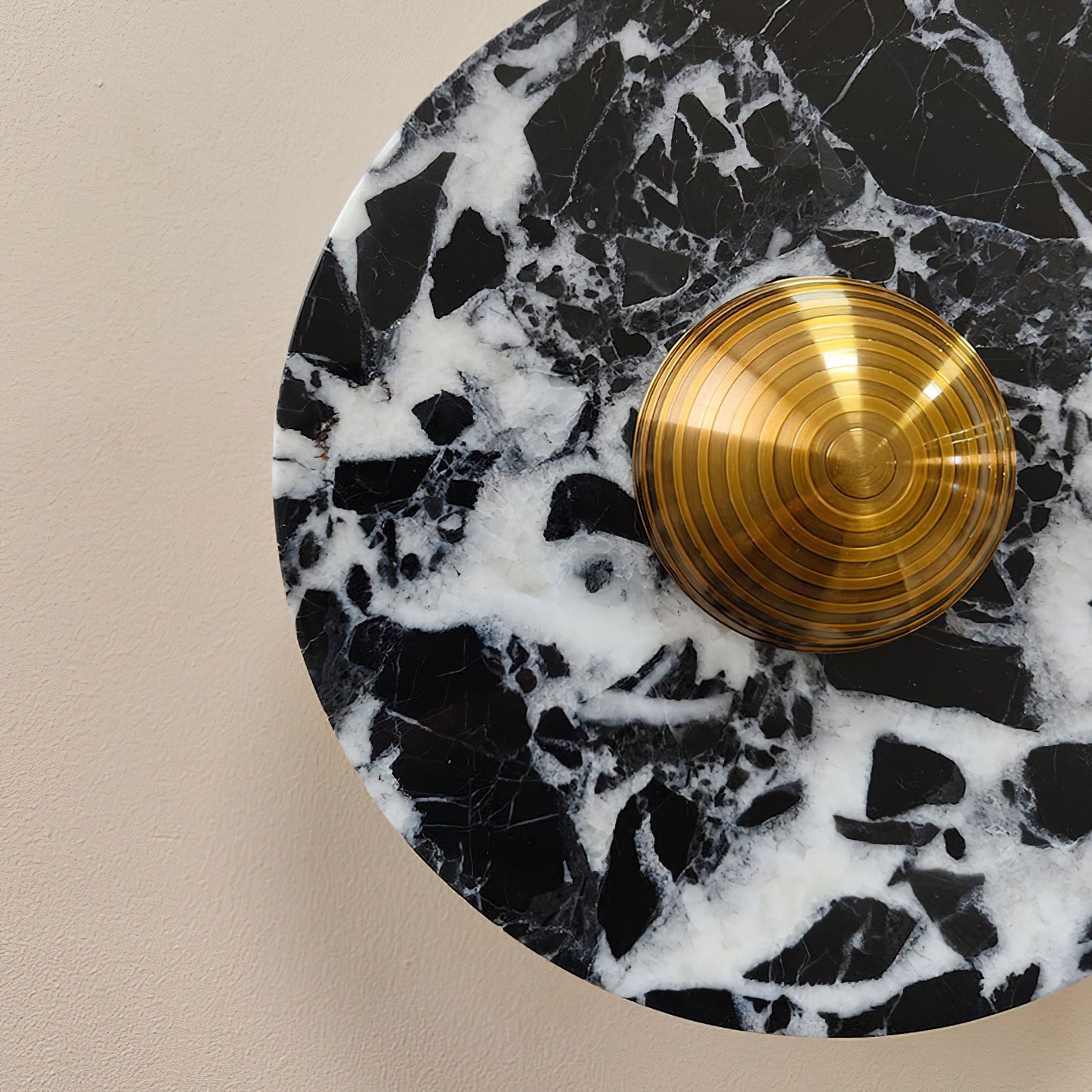 Terkel Marble Wall Lamp - Round Natural Marble Disc Sconce | Luxury Stone Wall Light