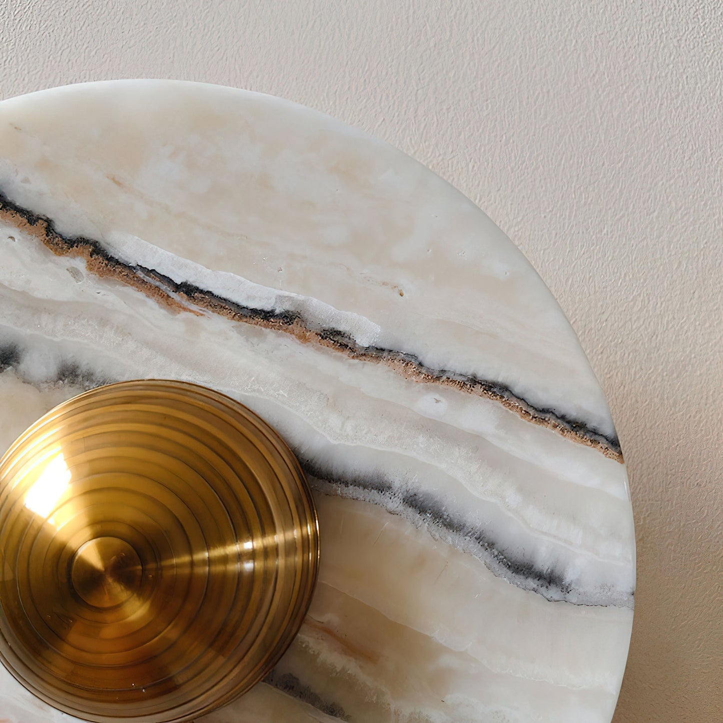 Terkel Marble Wall Lamp - Round Natural Marble Disc Sconce | Luxury Stone Wall Light
