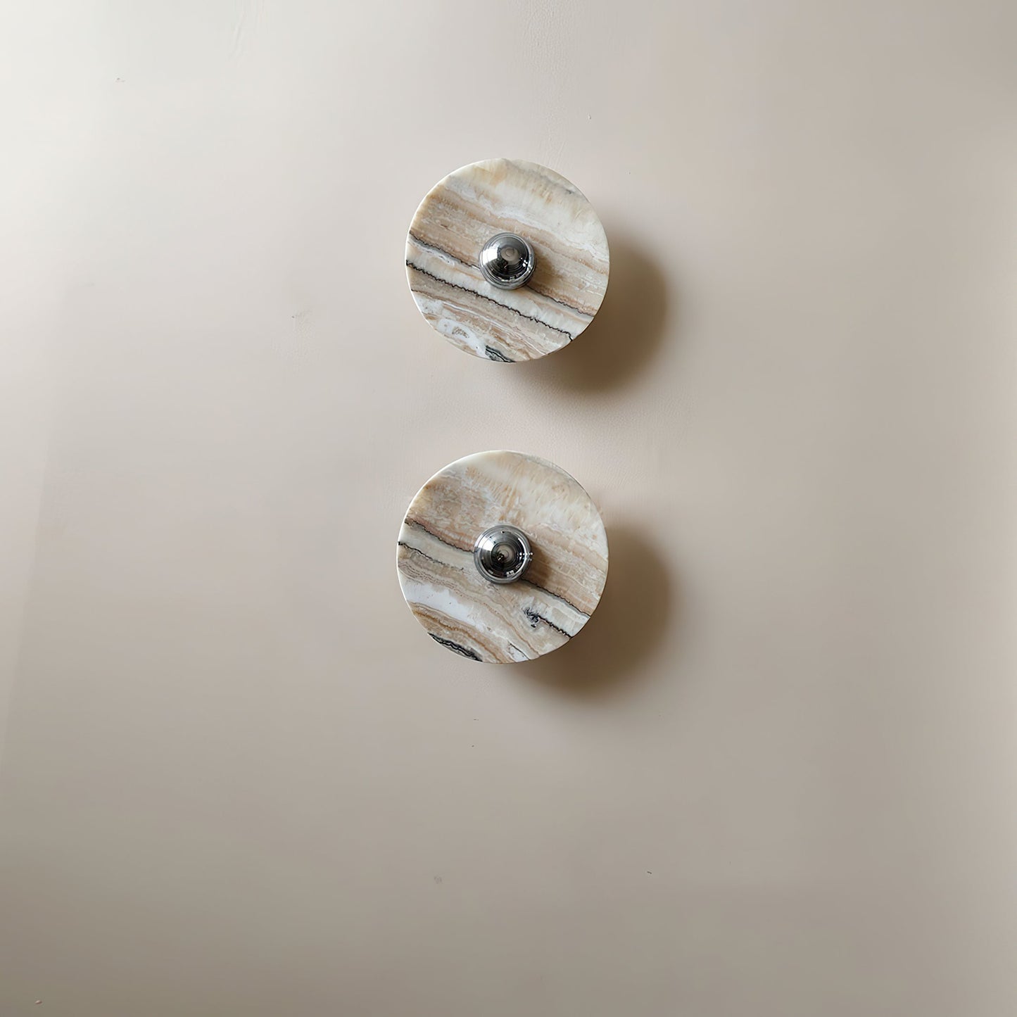Terkel Marble Wall Lamp - Round Natural Marble Disc Sconce | Luxury Stone Wall Light