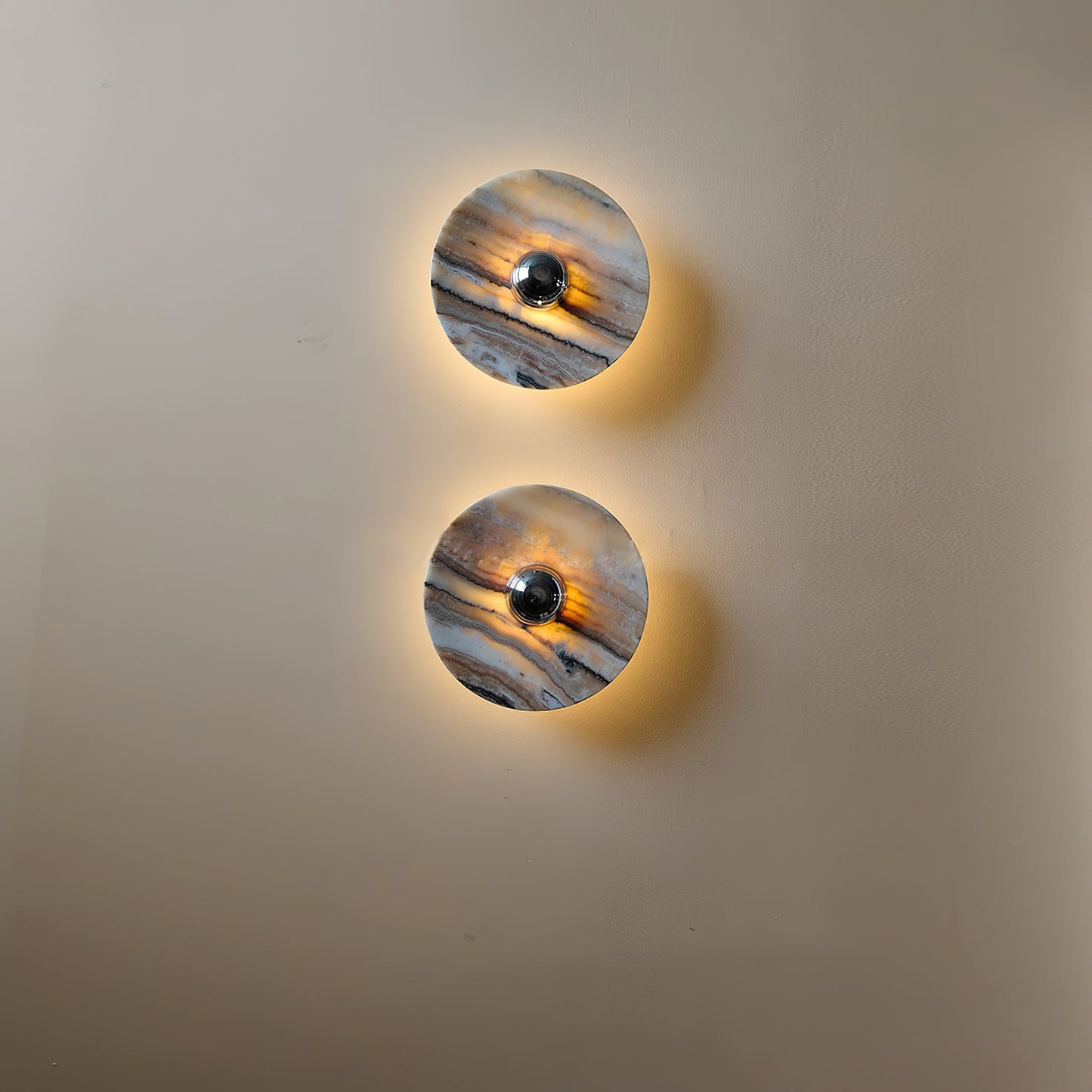 Terkel Marble Wall Lamp - Round Natural Marble Disc Sconce | Luxury Stone Wall Light