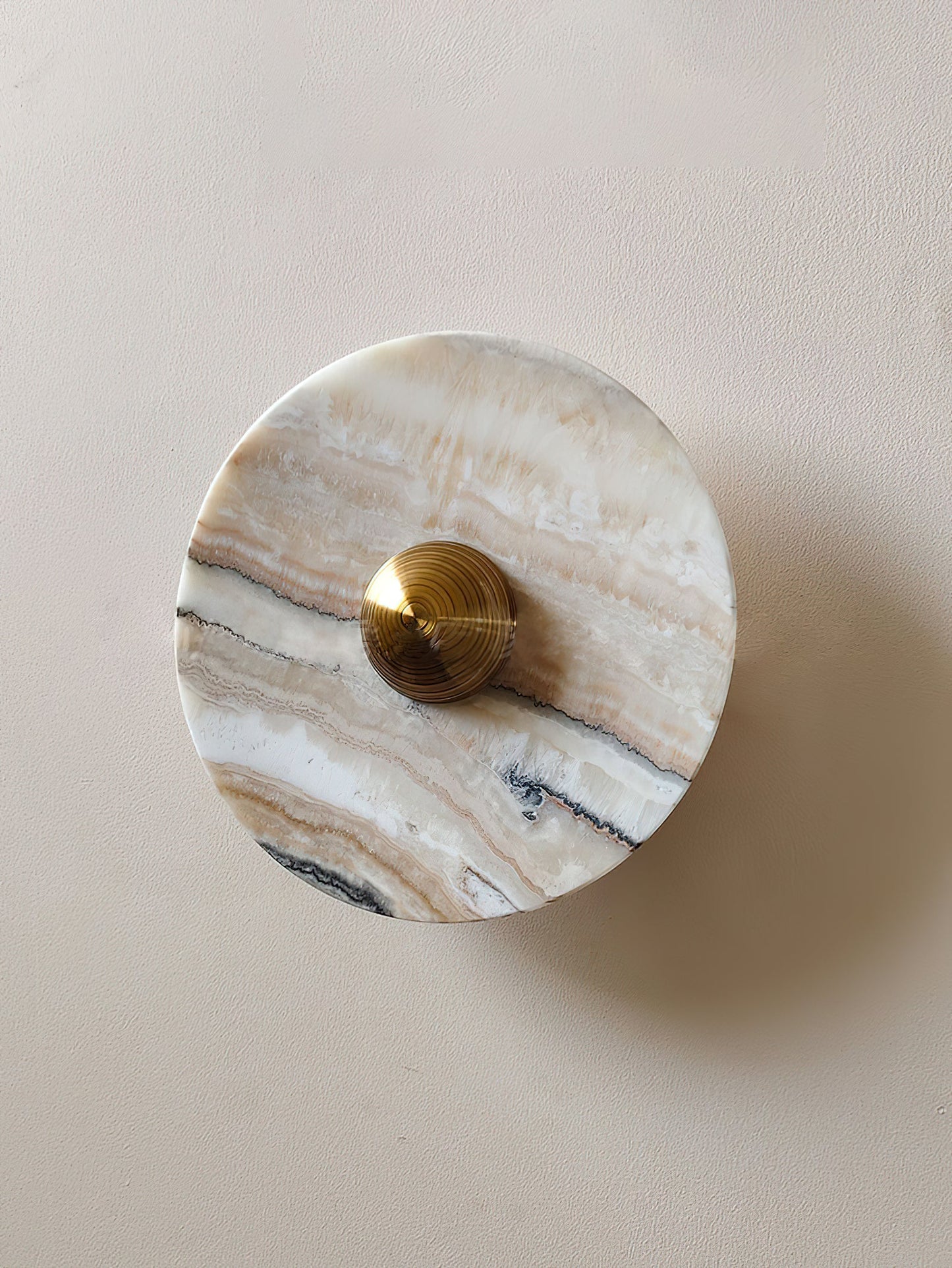 Terkel Marble Wall Lamp - Round Natural Marble Disc Sconce | Luxury Stone Wall Light