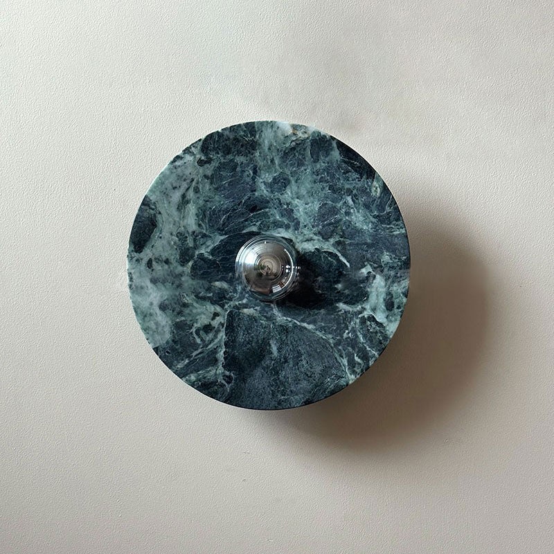 Terkel Marble Wall Lamp - Round Natural Marble Disc Sconce | Luxury Stone Wall Light