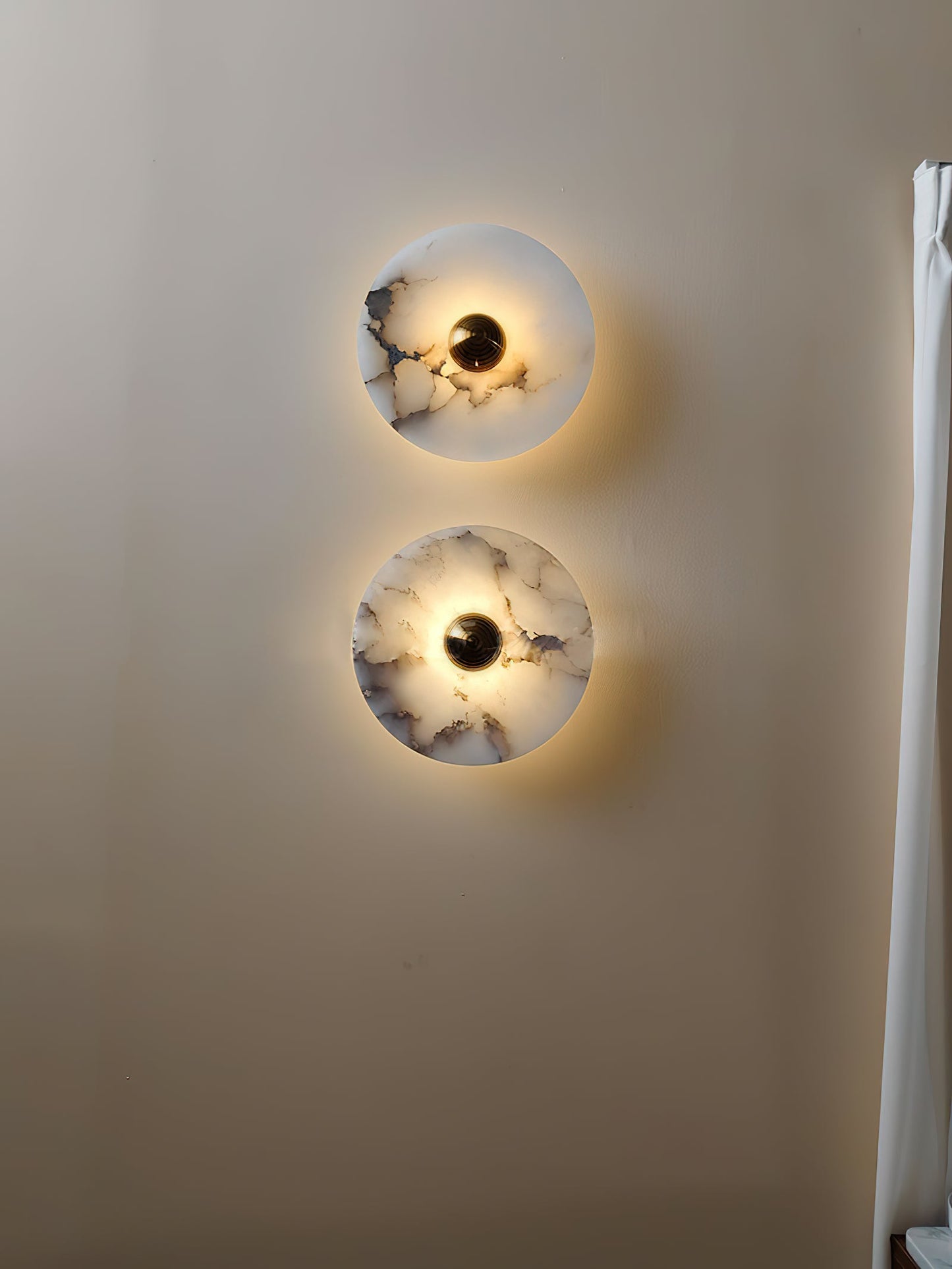 Terkel Marble Wall Lamp - Round Natural Marble Disc Sconce | Luxury Stone Wall Light