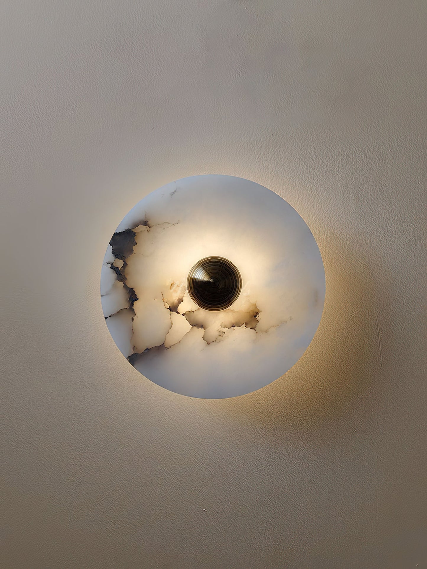 Terkel Marble Wall Lamp - Round Natural Marble Disc Sconce | Luxury Stone Wall Light