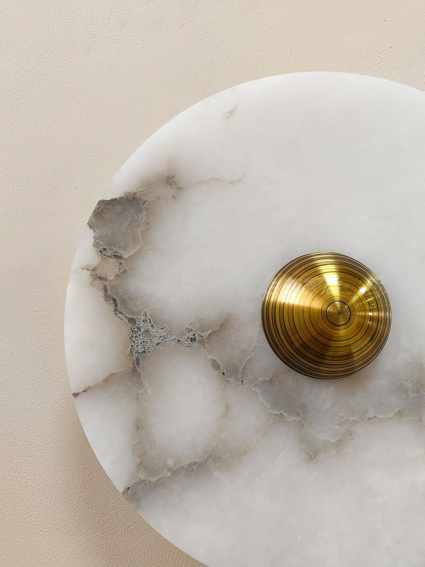 Terkel Marble Wall Lamp - Round Natural Marble Disc Sconce | Luxury Stone Wall Light
