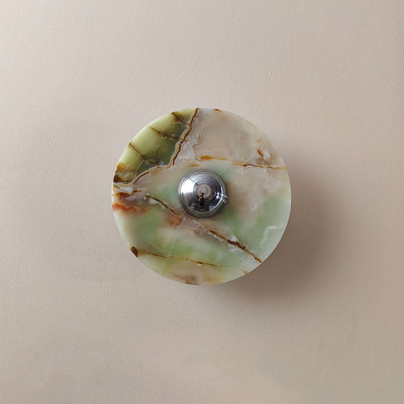 Terkel Marble Wall Lamp - Round Natural Marble Disc Sconce | Luxury Stone Wall Light