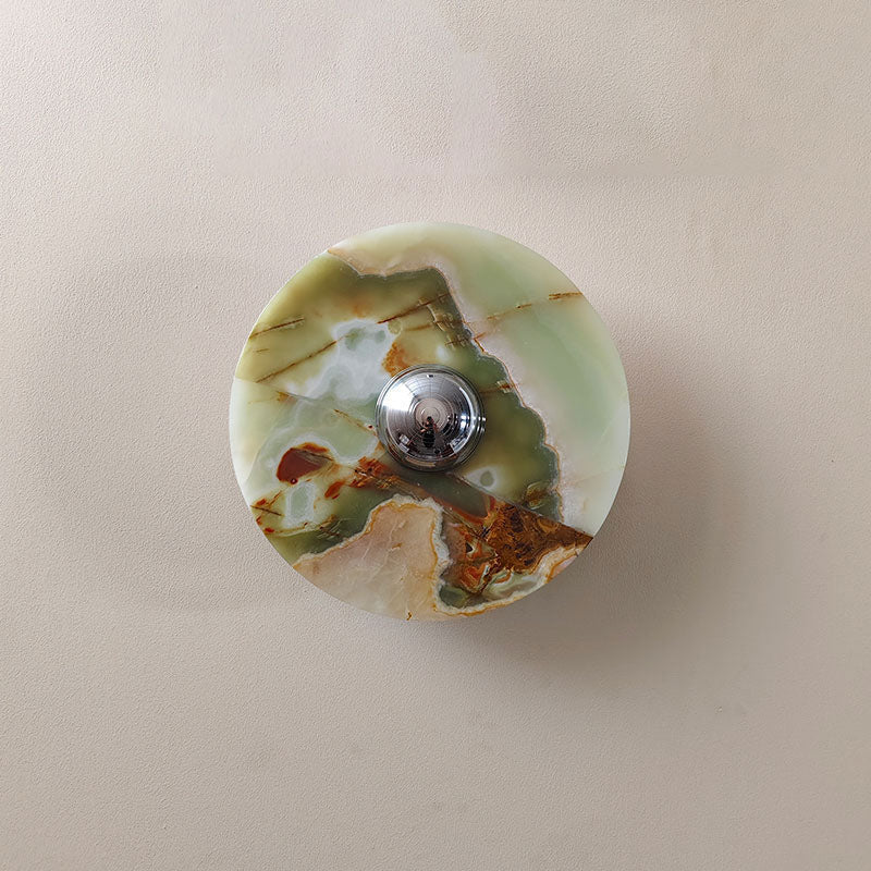 Terkel Marble Wall Lamp - Round Natural Marble Disc Sconce | Luxury Stone Wall Light