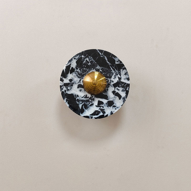 Terkel Marble Wall Lamp - Round Natural Marble Disc Sconce | Luxury Stone Wall Light