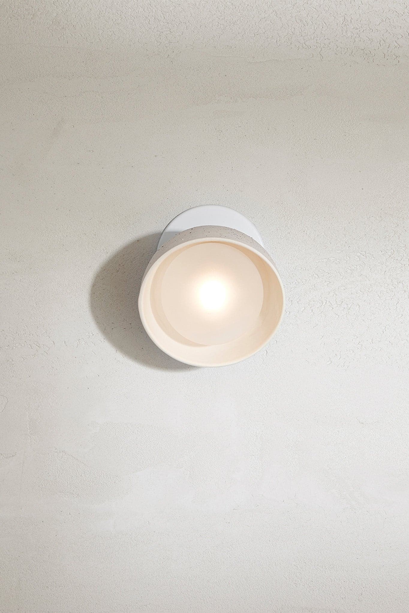 Terra Surface Wall Lamp - Natural Travertine & Glass Sconce | Compact Stone Wall Light