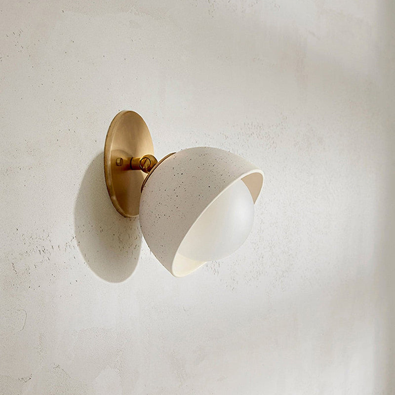 Terra Surface Wall Lamp - Natural Travertine & Glass Sconce | Compact Stone Wall Light
