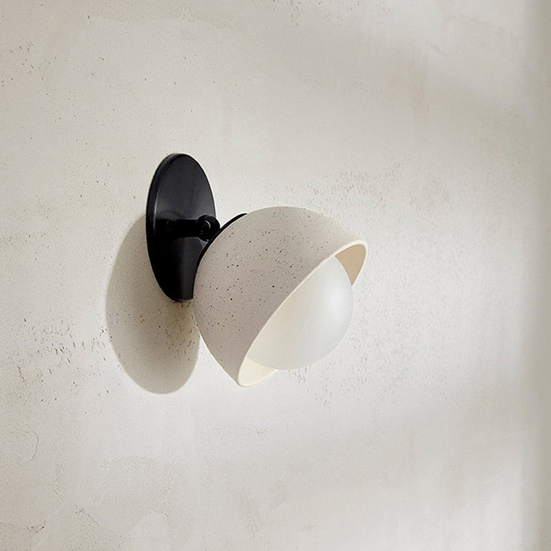Terra Surface Wall Lamp - Natural Travertine & Glass Sconce | Compact Stone Wall Light
