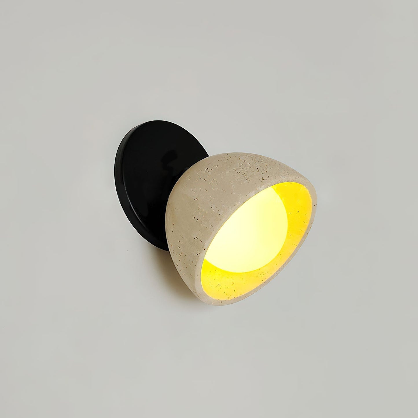 Terra Surface Wall Lamp - Natural Travertine & Glass Sconce | Compact Stone Wall Light