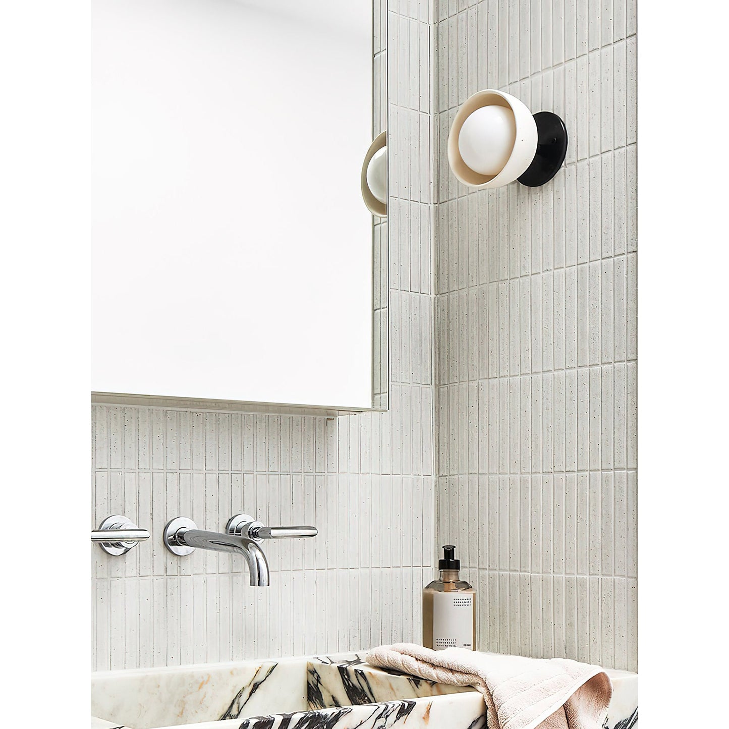 Terra Surface Wall Lamp - Natural Travertine & Glass Sconce | Compact Stone Wall Light
