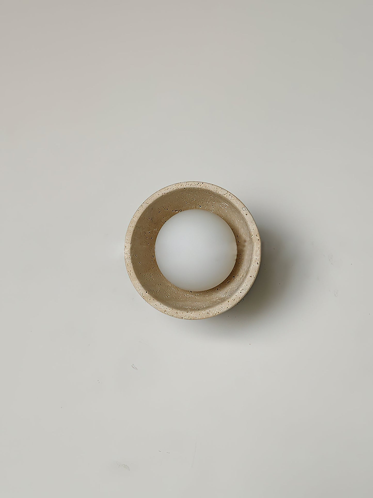 Terra Surface Wall Lamp - Natural Travertine & Glass Sconce | Compact Stone Wall Light