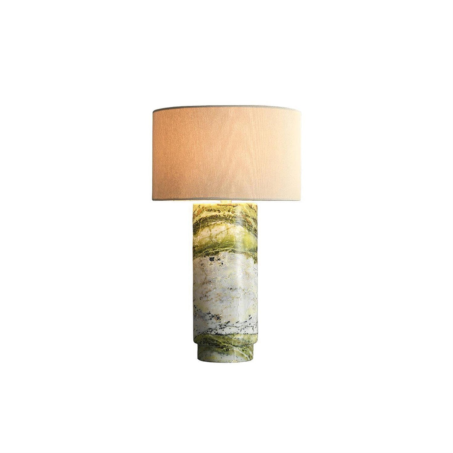 Terra Table Lamp - Green Marble Base Table Light | Fabric Shade Accent Lamp