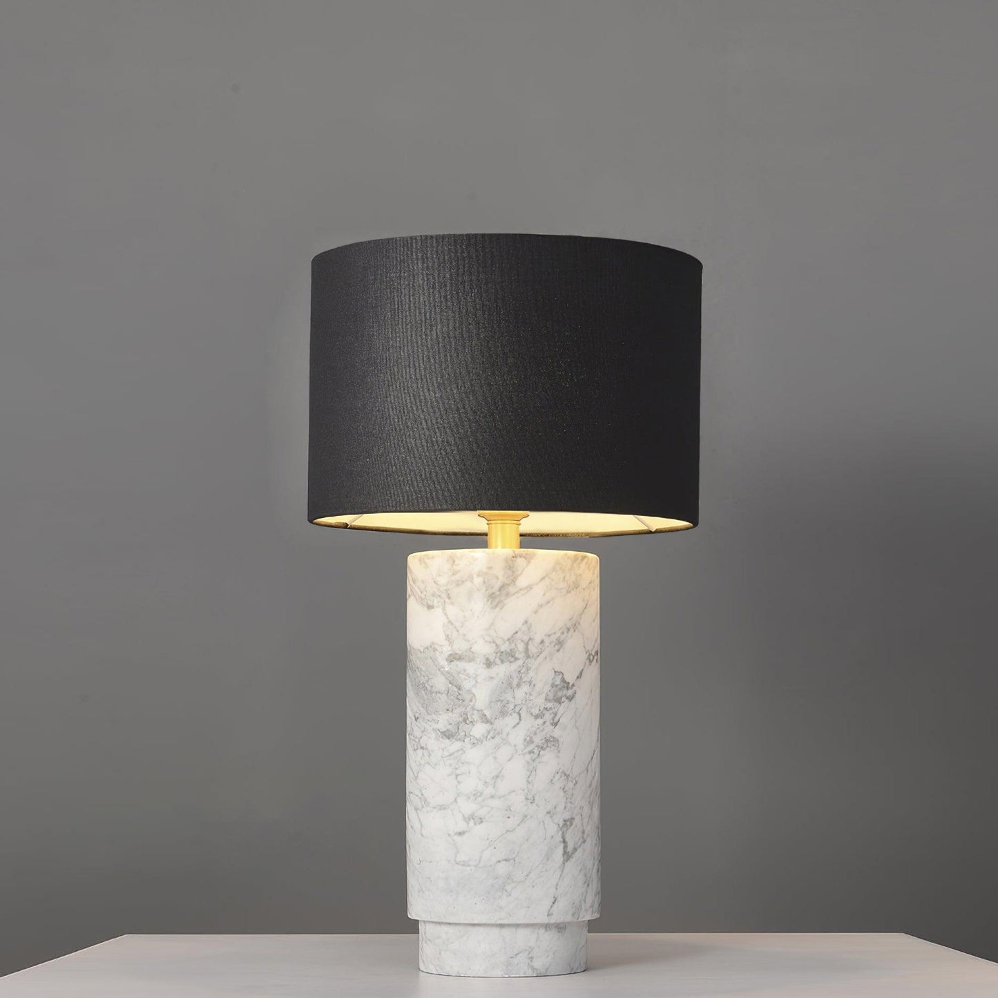 Terra Table Lamp - Green Marble Base Table Light | Fabric Shade Accent Lamp