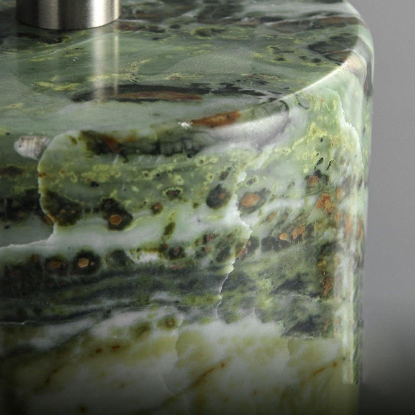 Terra Table Lamp - Green Marble Base Table Light | Fabric Shade Accent Lamp