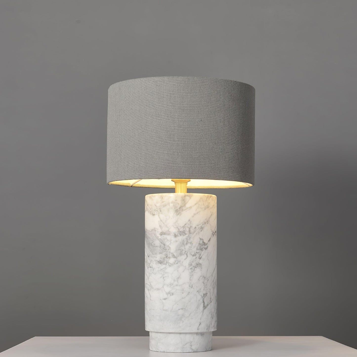 Terra Table Lamp - Green Marble Base Table Light | Fabric Shade Accent Lamp
