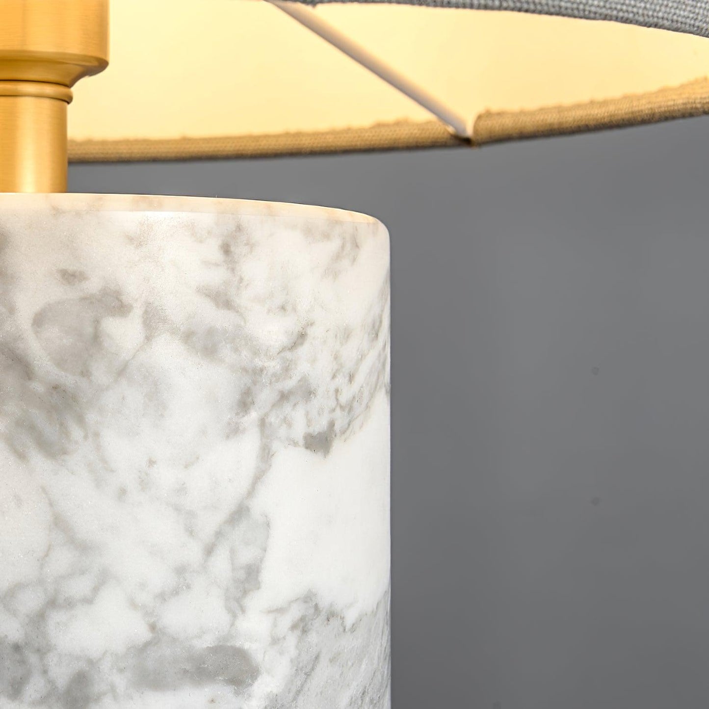 Terra Table Lamp - Green Marble Base Table Light | Fabric Shade Accent Lamp