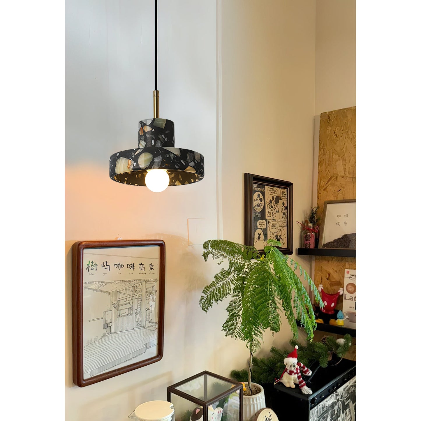 Terrazzo Pendant Lamp - Speckled Stone Hanging Light | Modern Kitchen Island & Dining Pendant