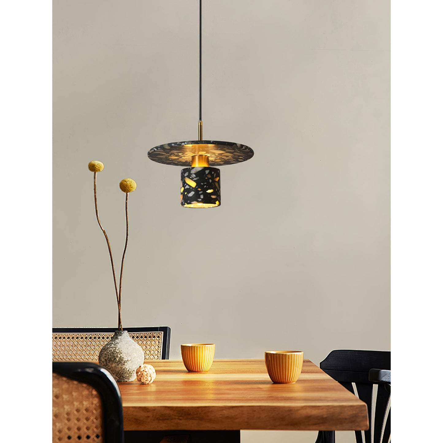 Terrazzo Pendant Lamp - Speckled Stone Hanging Light | Modern Kitchen Island & Dining Pendant