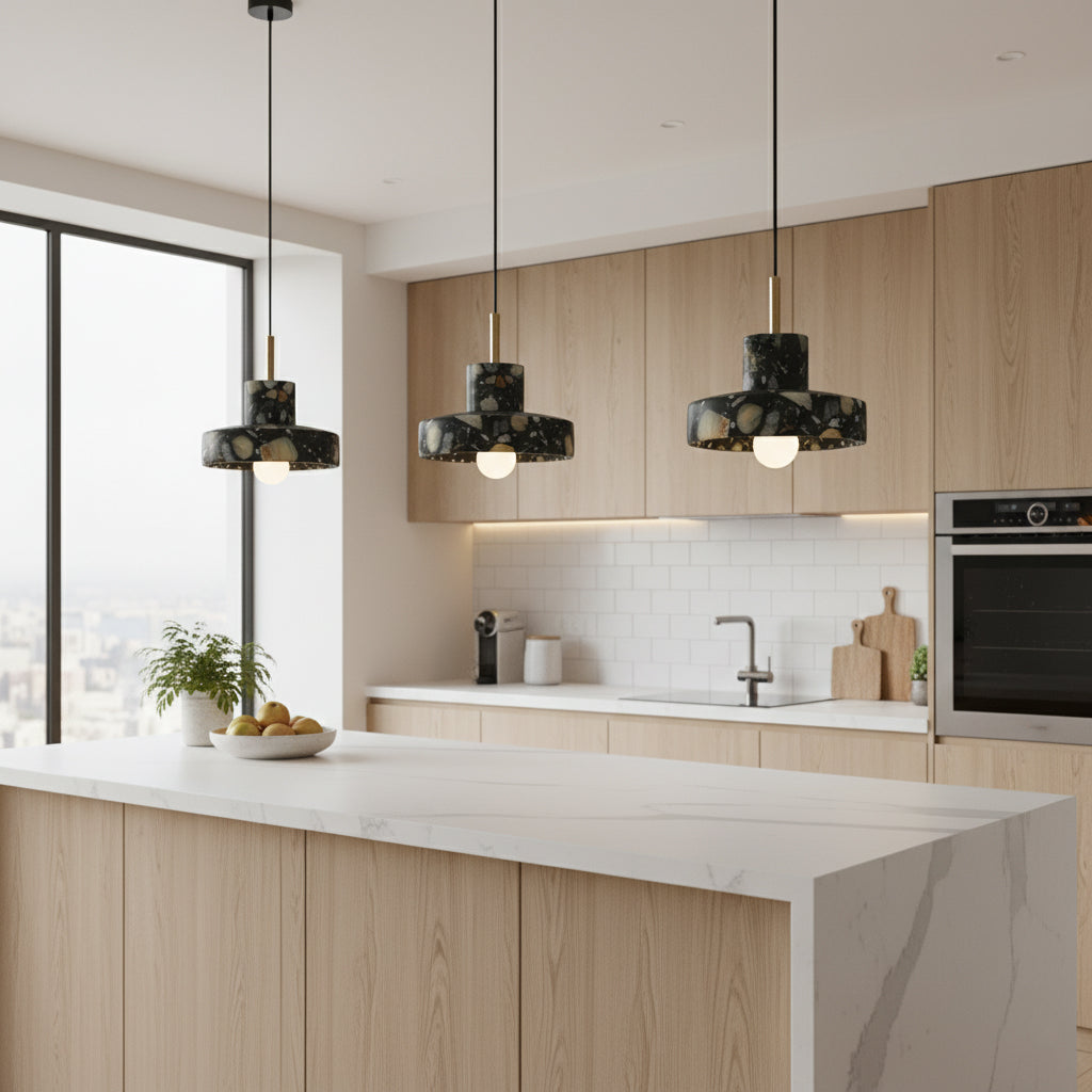 Terrazzo Pendant Lamp - Speckled Stone Hanging Light | Modern Kitchen Island & Dining Pendant