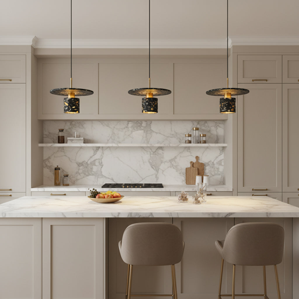 Terrazzo Pendant Lamp - Speckled Stone Hanging Light | Modern Kitchen Island & Dining Pendant
