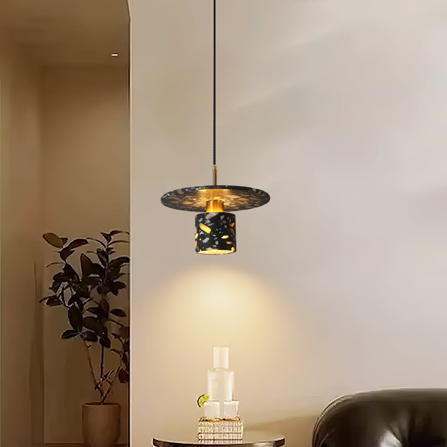 Terrazzo Pendant Lamp - Speckled Stone Hanging Light | Modern Kitchen Island & Dining Pendant
