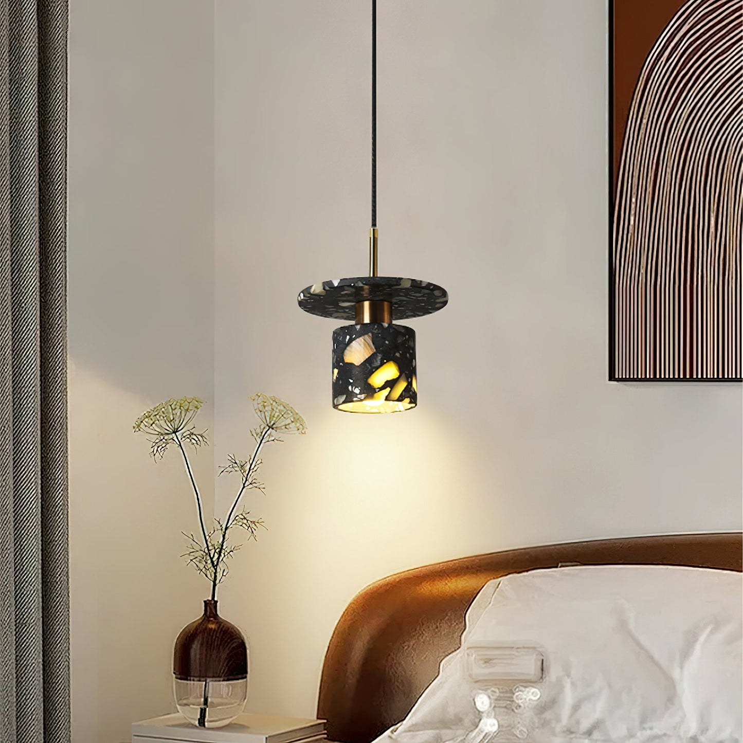 Terrazzo Pendant Lamp - Speckled Stone Hanging Light | Modern Kitchen Island & Dining Pendant