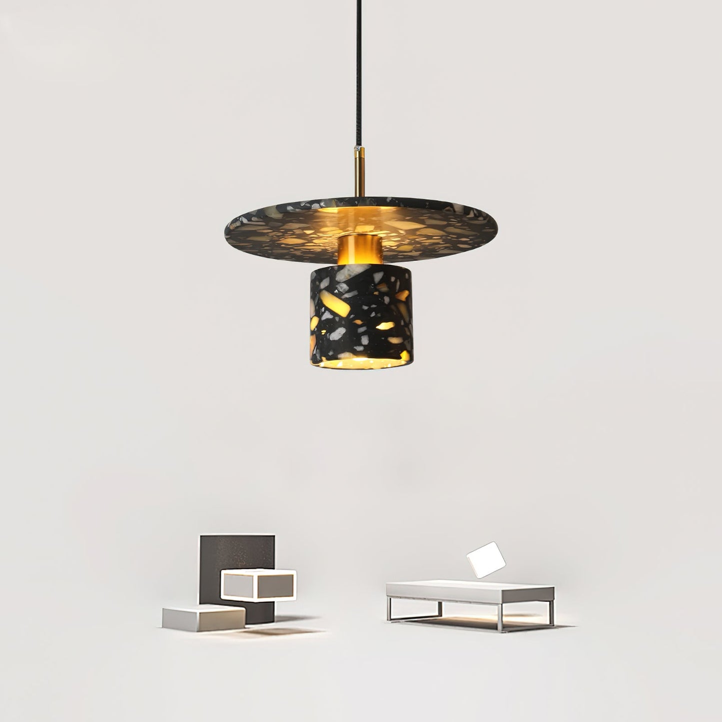 Terrazzo Pendant Lamp - Speckled Stone Hanging Light | Modern Kitchen Island & Dining Pendant
