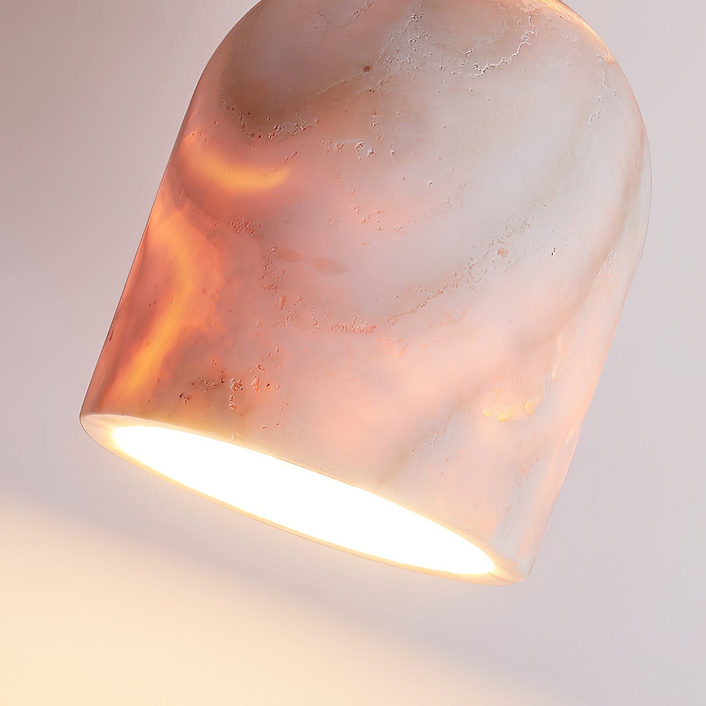 Terrene Cone Ceiling Lamp - Natural Wood & Travertine Flush Mount | Modern Organic Cone Ceiling Light