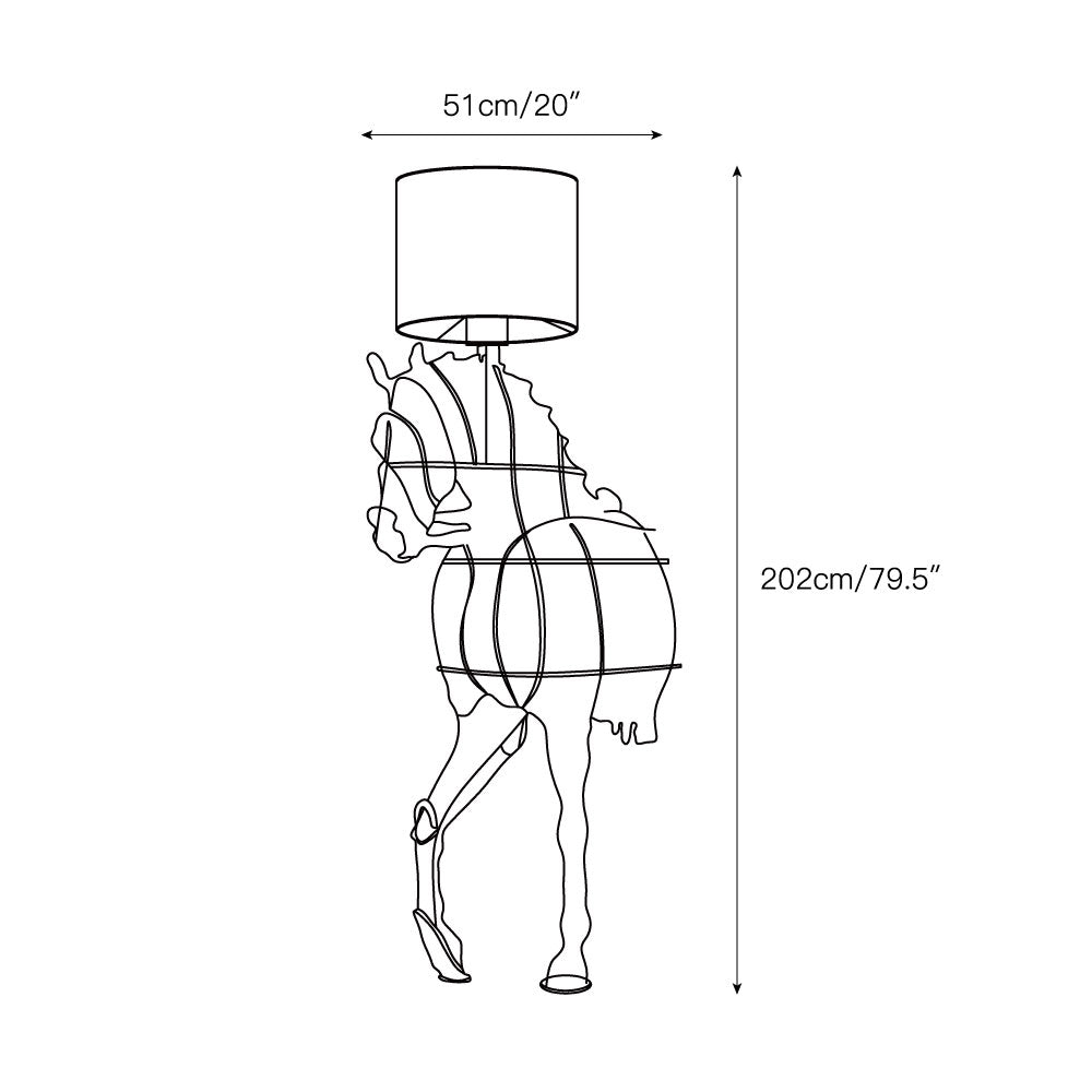 Tete Horse Floor Lamp - Black Equine Sculptural Floor Light | Tall Modern Animal Silhouette Standing Lamp