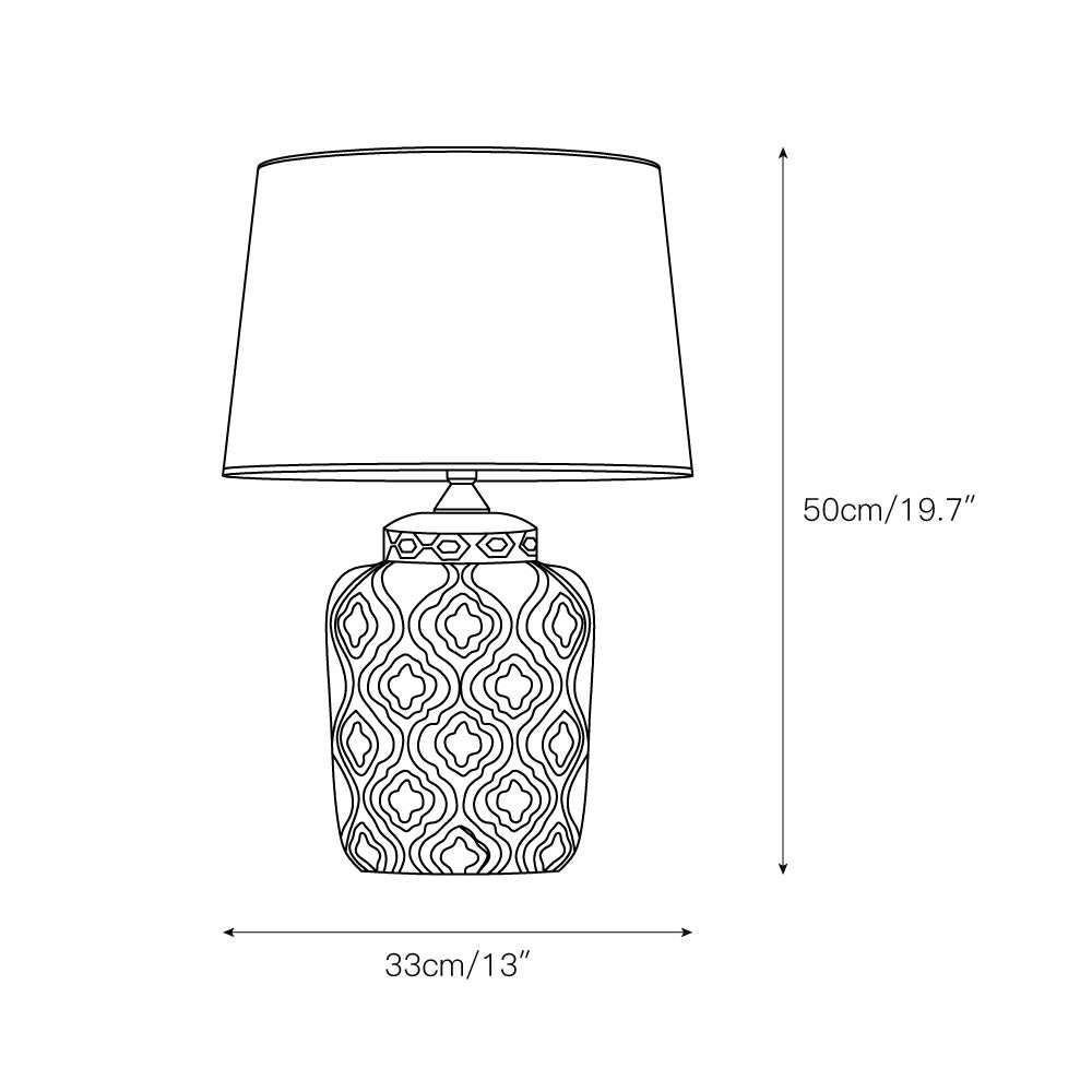 Textured Jar Table Lamp - Ceramic Jar Base Table Light | Tapered Fabric Shade Bedside Lamp