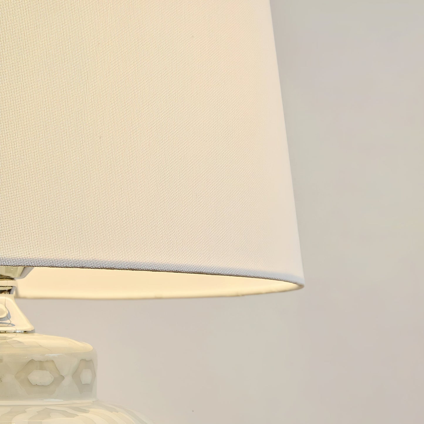 Textured Jar Table Lamp - Ceramic Jar Base Table Light | Tapered Fabric Shade Bedside Lamp
