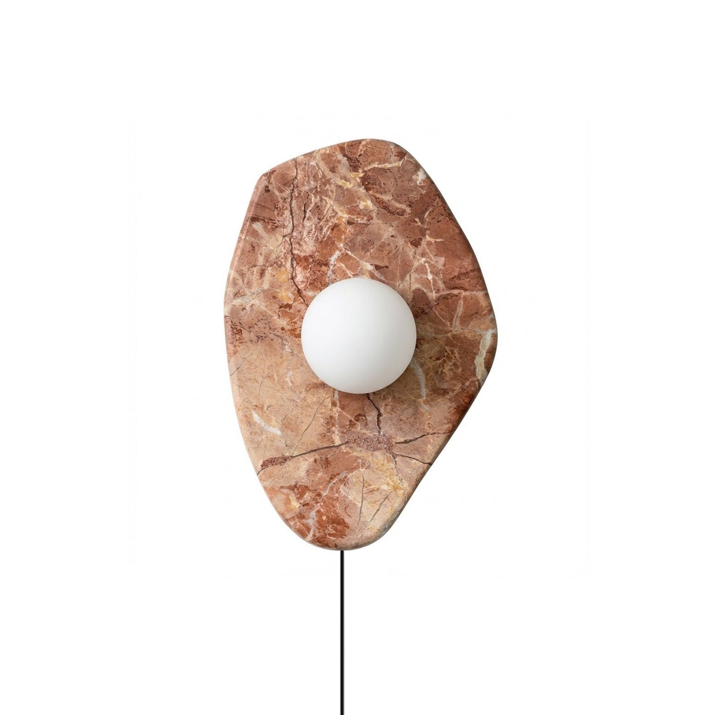 Textured Marble Plug-in Wall Lamp - Pink Marble & Glass Globe Sconce | Easy Plug-in Wall Light