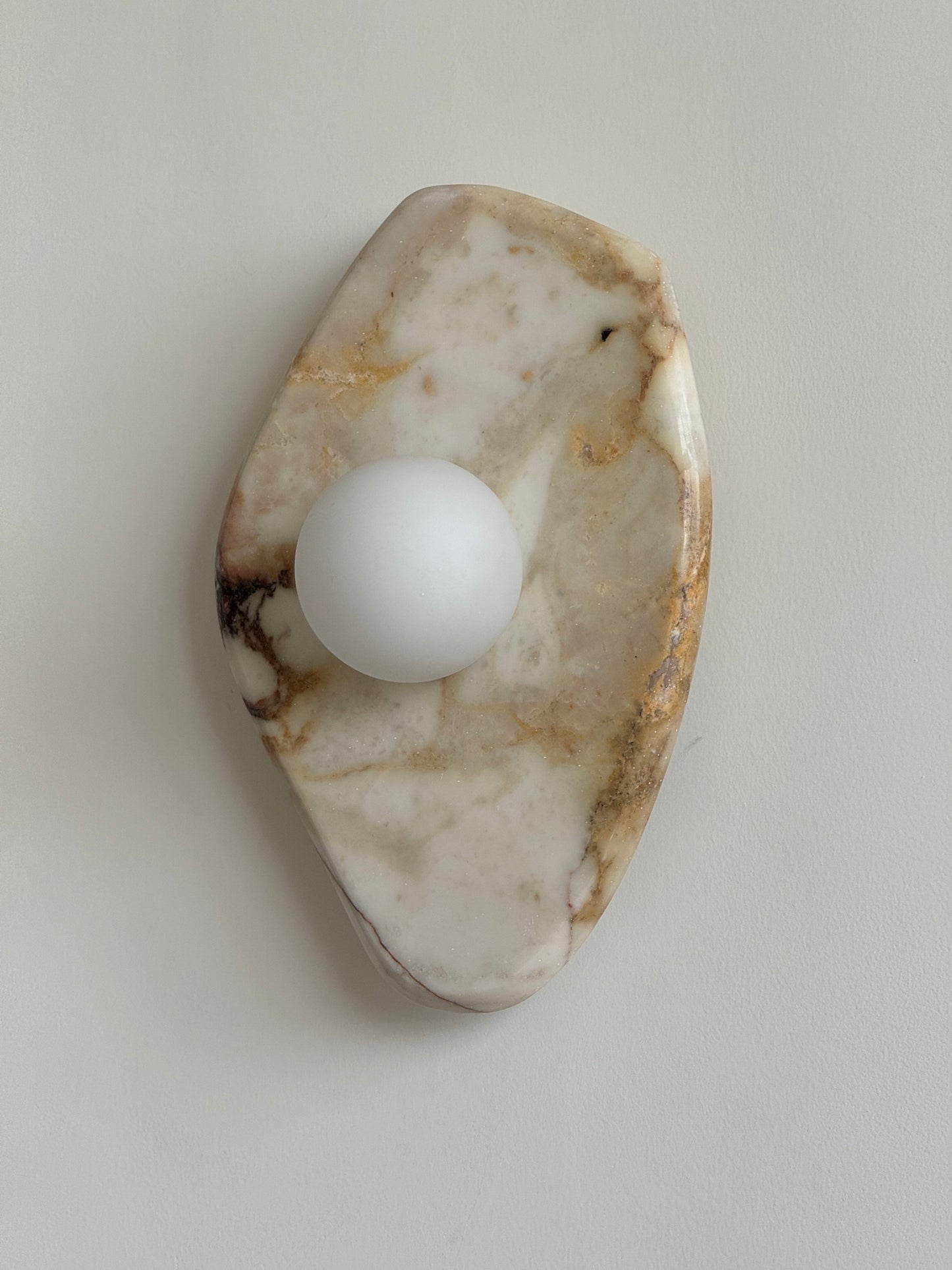 Textured Marble Wall Lamp - Natural White Marble & Glass Globe Sconce | Modern Minimalist Wall Light