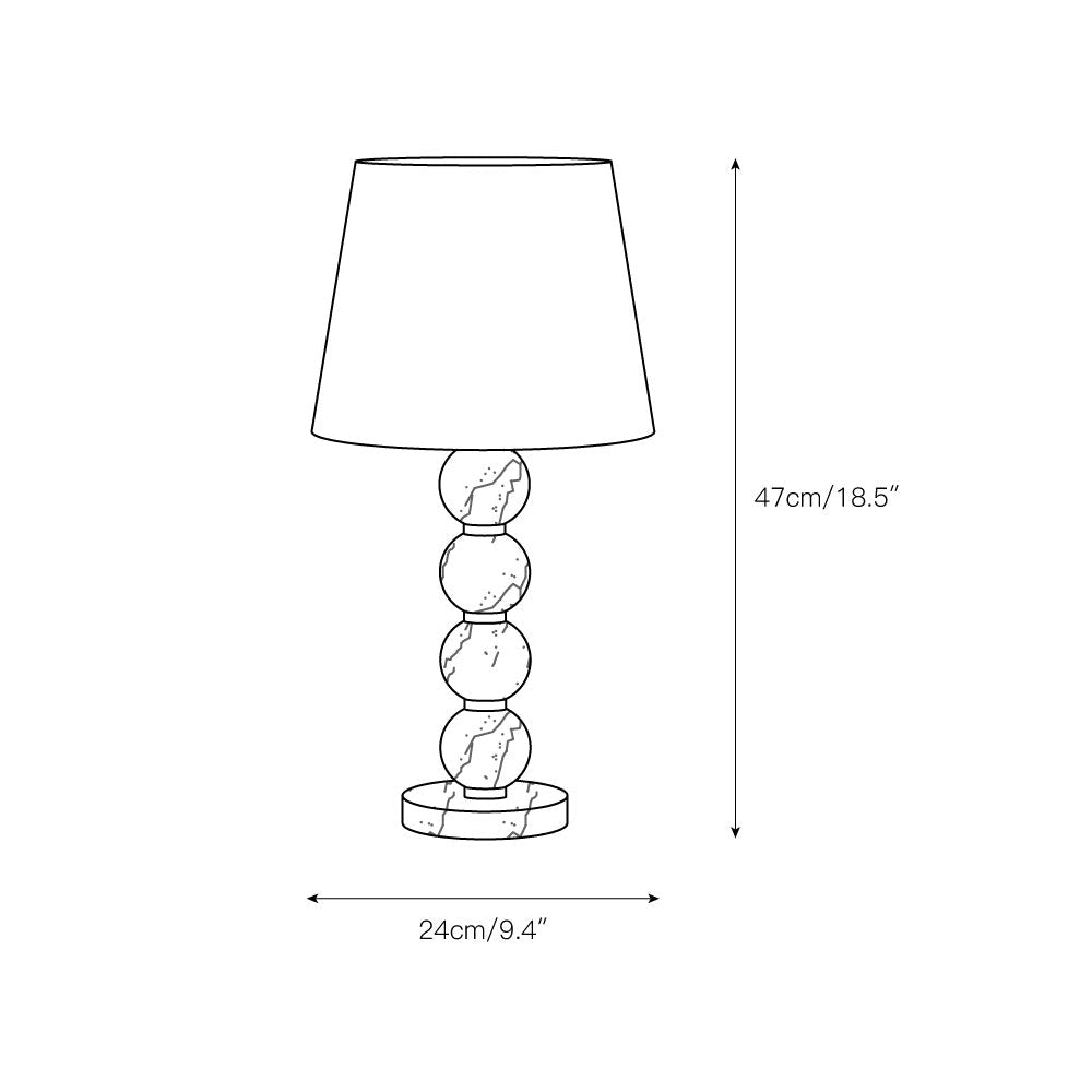 Thelma Table Lamp - Turned Arabescato Marble & Natural Linen Lamp | Gold Accent Bedside Table Light