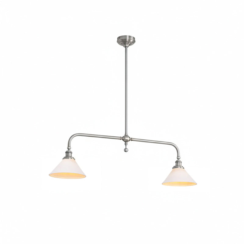 Thetford Pendant Light - Solid Brass 2-Head Linear Chandelier | Ceramic & Aluminum Island Pendant