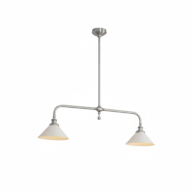 Thetford Pendant Light - Solid Brass 2-Head Linear Chandelier | Ceramic & Aluminum Island Pendant