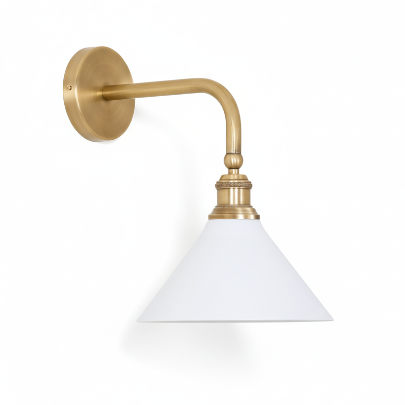 Thetford Wall Lamp - Classic Tapered Parasol Brass Wall Sconce | Vintage Bedside & Vanity Light