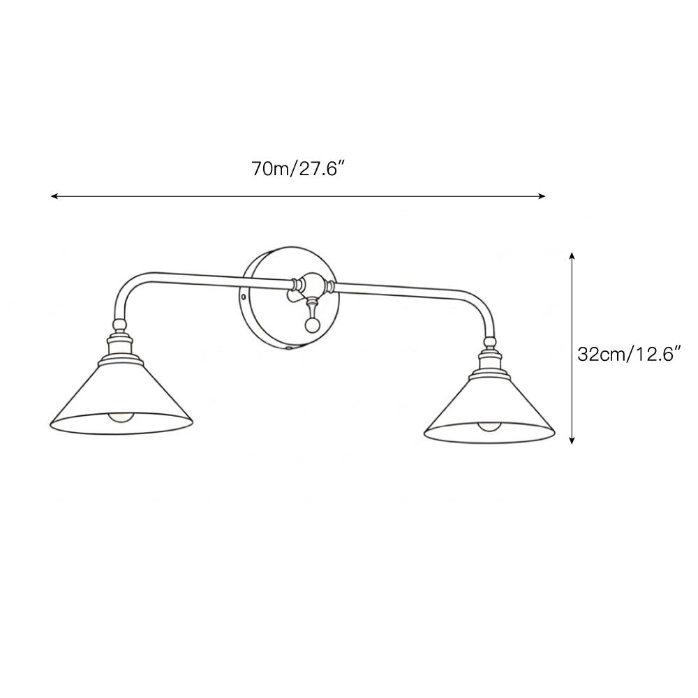 Thetford Wall Sconce - Classic Tapered Shade Brass Wall Light | Single & Dual Head Vanity Sconce