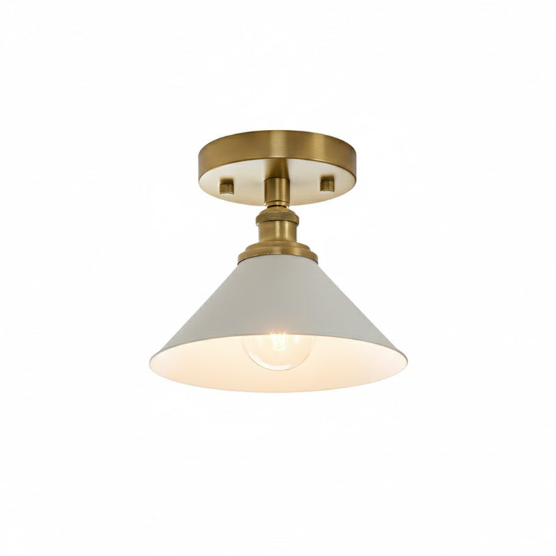 Thetford Ceiling Lamp - Classic Brass & Ceramic Flush Mount | Low-Ceiling Entryway & Hallway Light