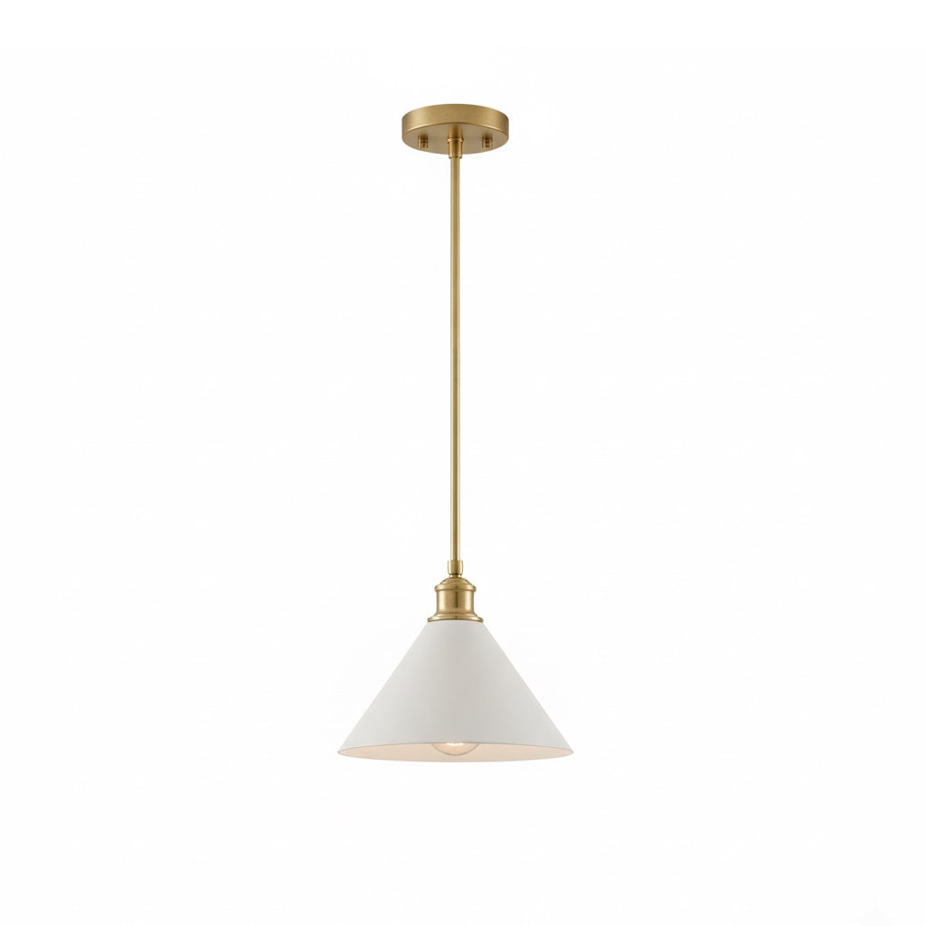 Thetford Pendant Lamp - Single Brass & Ceramic Pendant Light | Modern Vintage Kitchen Island Light