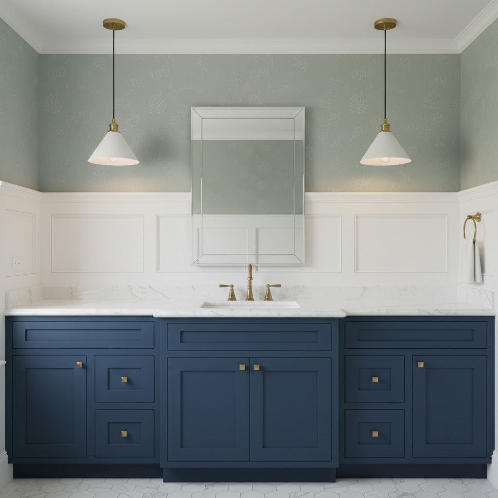 Thetford Pendant Lamp - Single Brass & Ceramic Pendant Light | Modern Vintage Kitchen Island Light