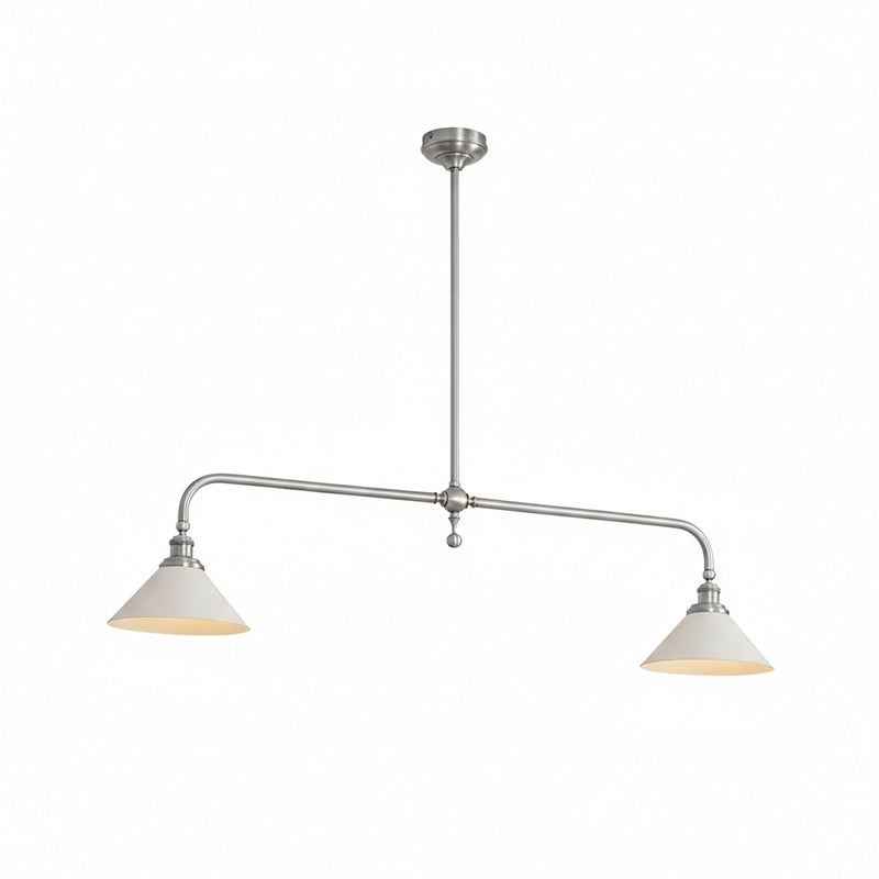 Thetford Pendant Light - Solid Brass 2-Head Linear Chandelier | Ceramic & Aluminum Island Pendant